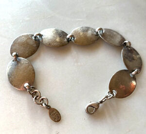 MARJORIE BAER MB SF Link Bracelet Vintage Silver Metal Art Mid Century Machinist